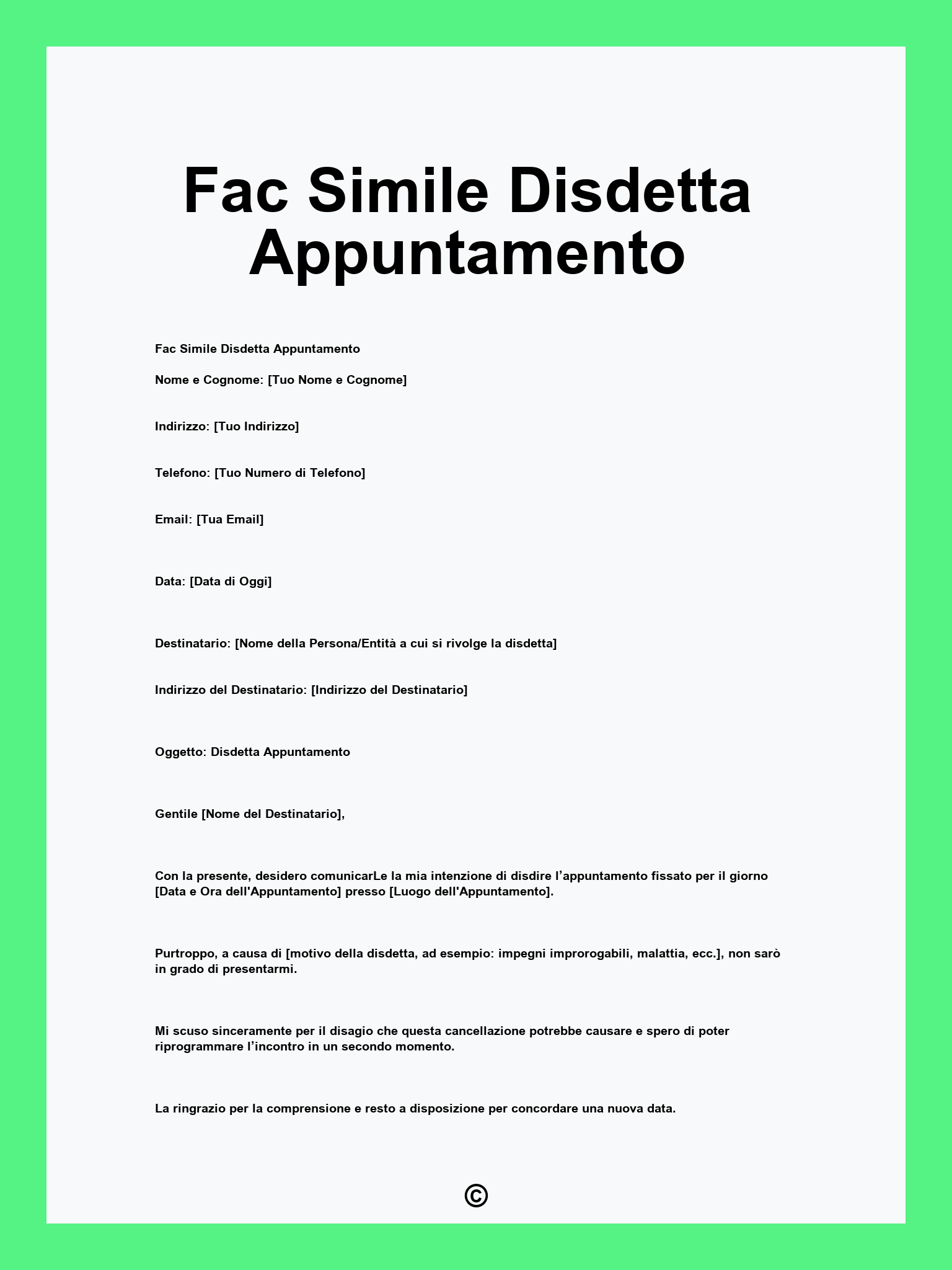 Fac Simile Disdetta Appuntamento