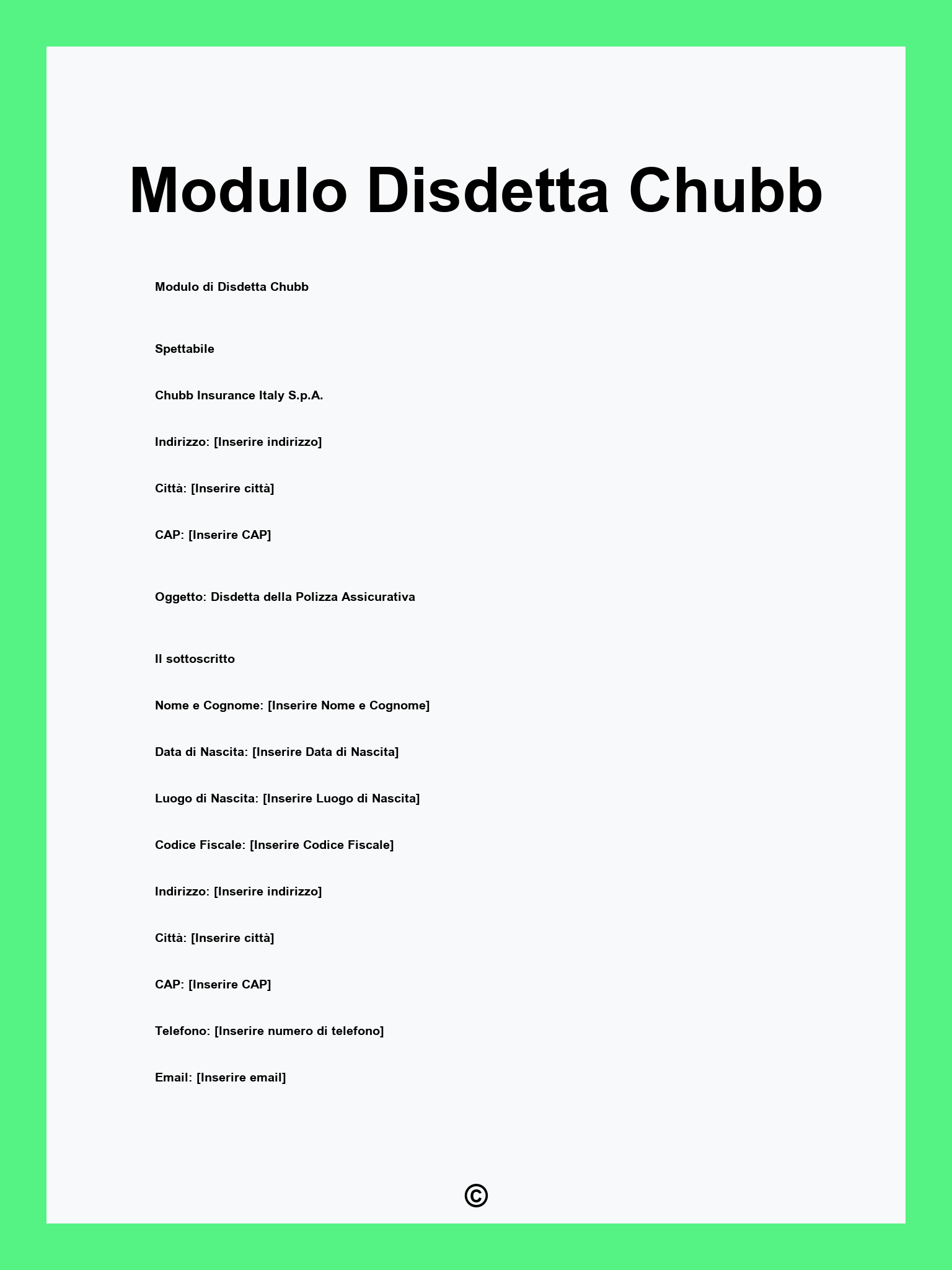 Modulo Disdetta Chubb
