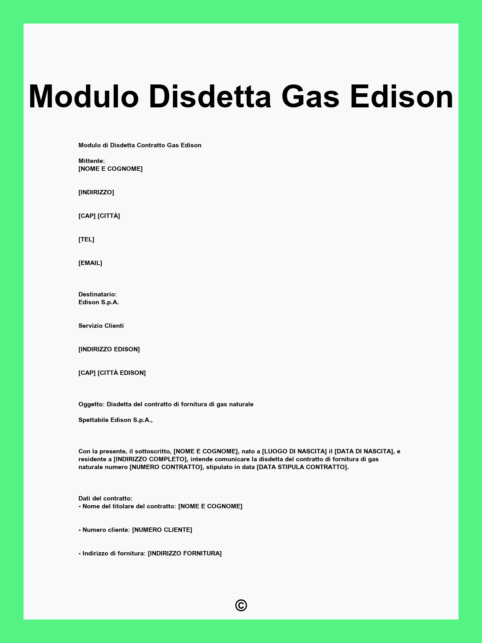 Modulo Disdetta Gas Edison