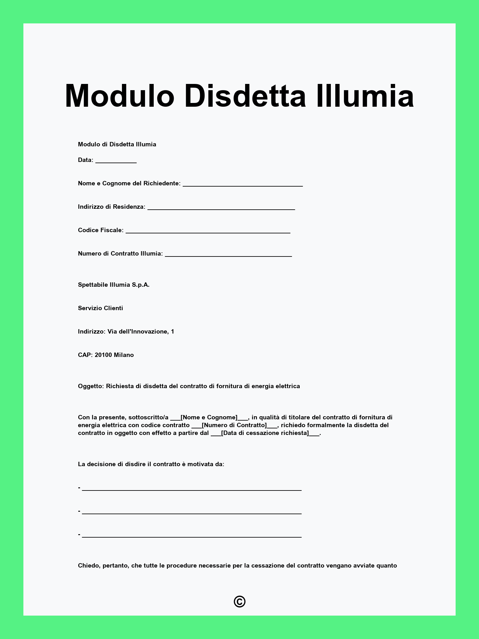 Modulo Disdetta Illumia