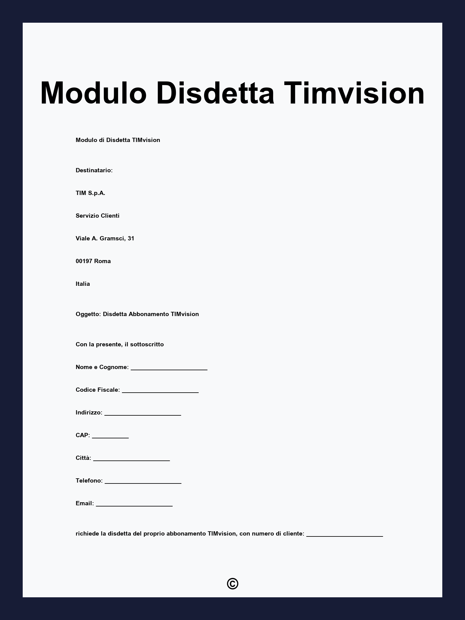 Modulo Disdetta Timvision