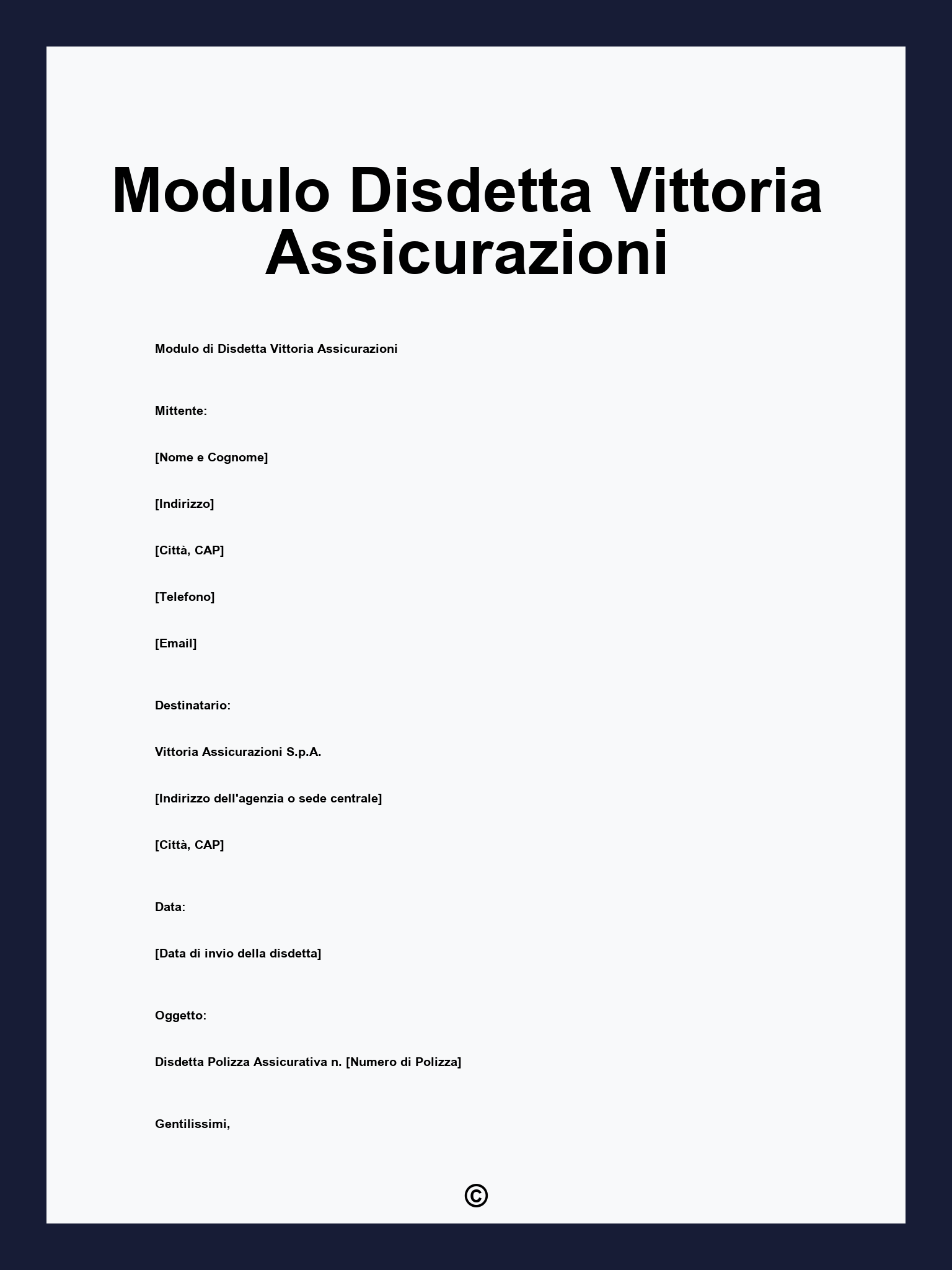 Modulo Disdetta Vittoria Assicurazioni