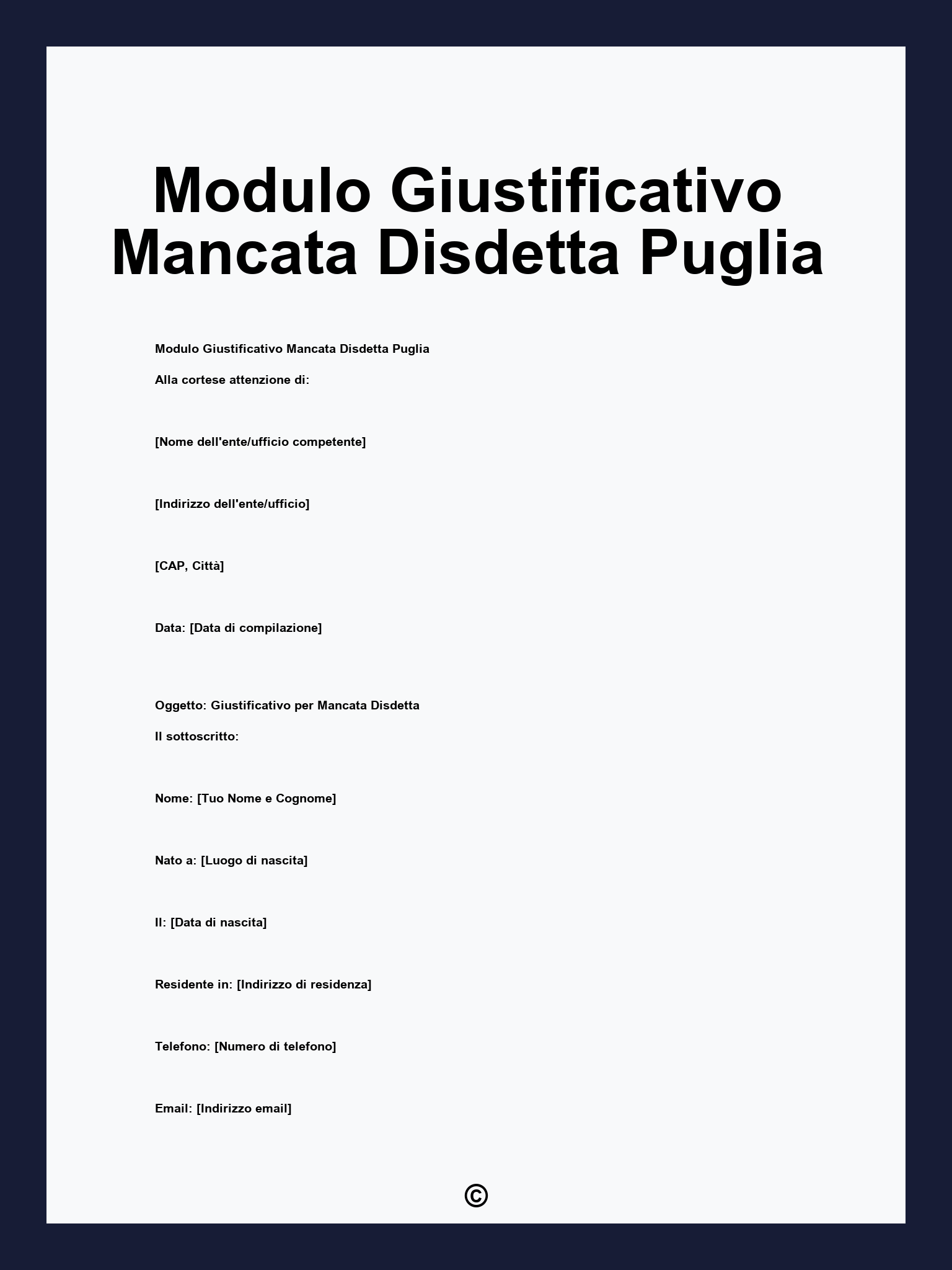 Modulo Giustificativo Mancata Disdetta Puglia